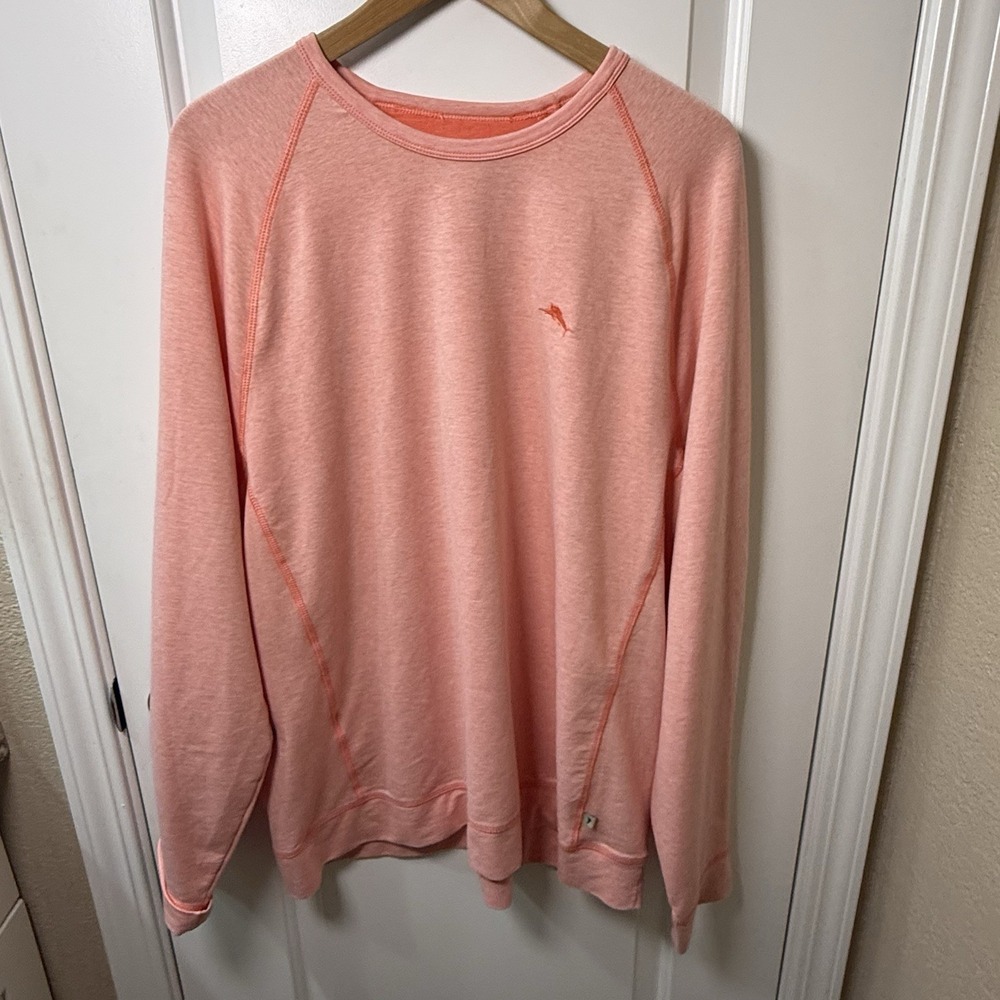 Tommy Bahama Sweatshirt Mens XL Coral Pink Crewneck Marlin Pullover ST226662SO
